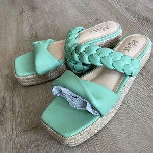 Mint green wedge sandals size 9
